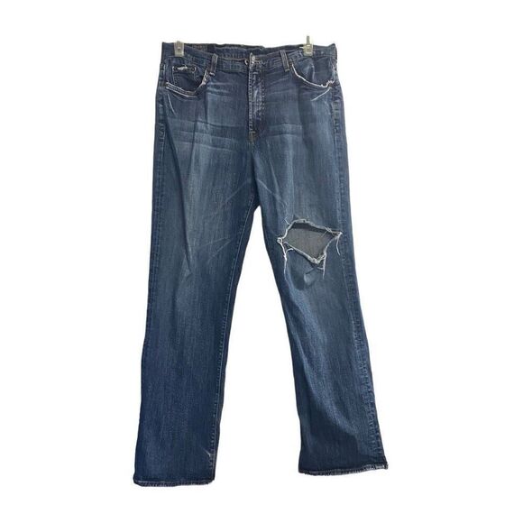 LUCKY BRAND Men’s Houston Savage Jeans SZ 36 L 31 USA Made Distressed Destroyed - Picture 1 of 12
